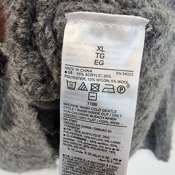 Old Navy Ruffle Sleeve Sweater Size XL Gray Pointelle Knit Round Neck Pullover - Picture 13 of 15